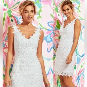 Lilly Pulitzer Women’s 6 White Reeve Butterfly Lace Sheath Shift Dress Beautiful